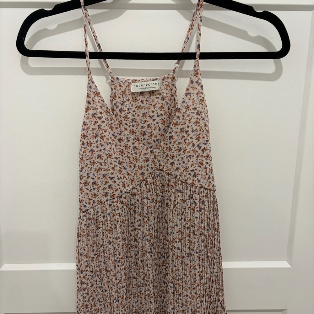 Paper Crane Floral Spaghetti Strap Top - Brown and Cream